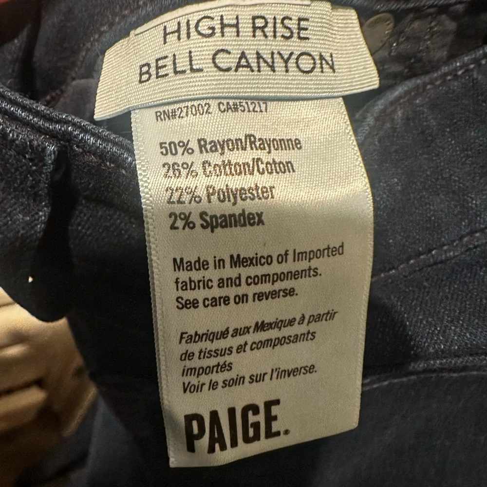 PAIGE Dark Wash High Rise Bell Canyon Flare Jeans - Picture 5 of 5
